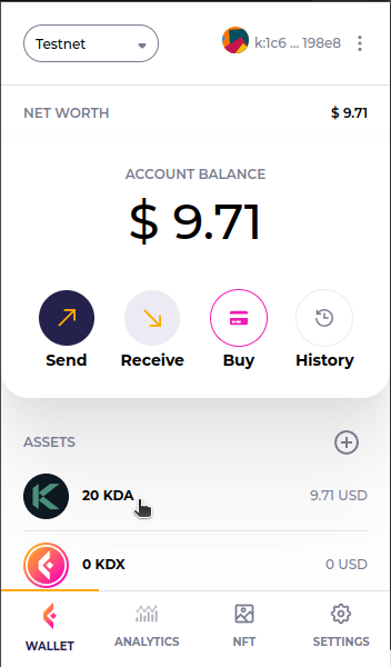 Ecko wallet with test coin