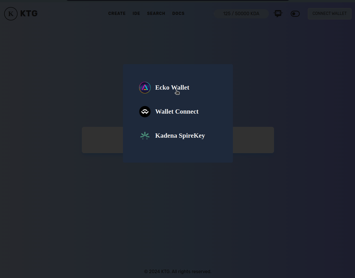 Ktg wallet connect
