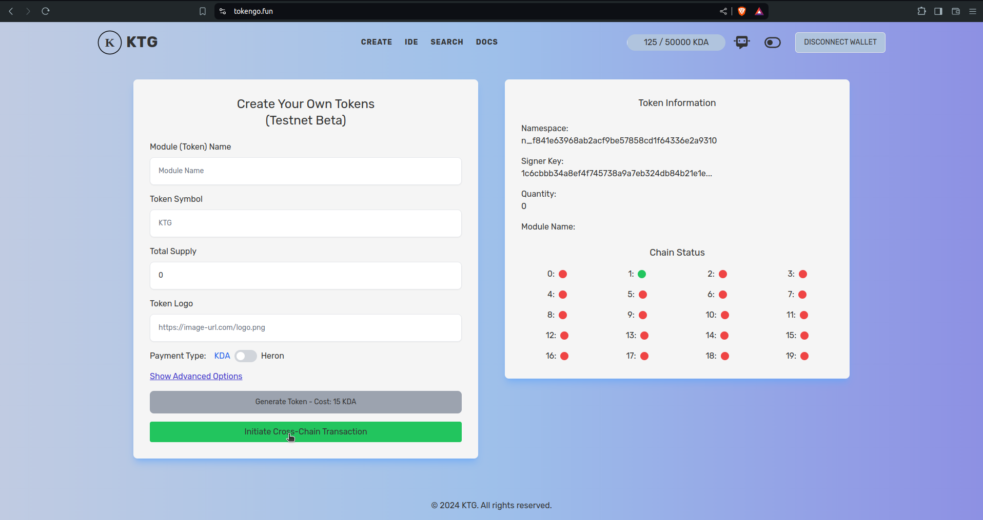 KTG Create Token Initial